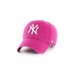 Bombažna bejzbolska kapa 47brand MLB New York Yankees roza barva - roza. Kapa s šiltom vrste baseball iz kolekcije 47brand. Model izdelan iz materiala z nalepko.
