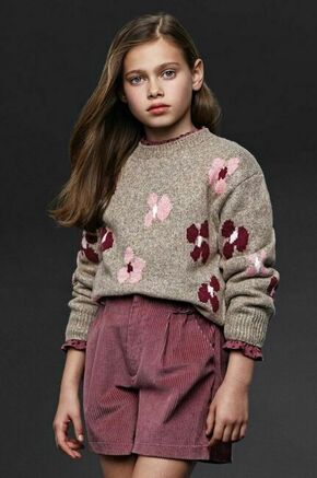 Otroški pulover s primesjo volne Mayoral bež barva - bež. Otroške Pulover iz kolekcije Mayoral. Model z okroglim izrezom