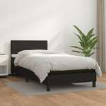 Greatstore Box spring postelja z vzmetnico črn 100x200 cm umetno usnje