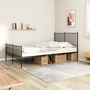 VidaXL Kovinski posteljni okvir z vzglavjem in vznožjem črn 140x200 cm