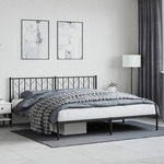 shumee Kovinski posteljni okvir z vzglavjem črn 193x203 cm