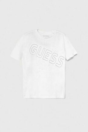 Otroška bombažna kratka majica Guess bela barva - bela. Otroške kratka majica iz kolekcije Guess