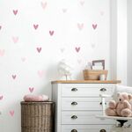 Dekliške stenske nalepke - Rožnati srčki