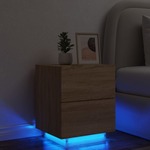 vidaXL Nočna omarica z LED lučkami sonoma hrast inženirski les