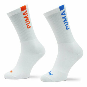 Set 2 parov ženskih visokih nogavic Puma Women Slouch Sock 2P 938005 White / Blue / Red 04