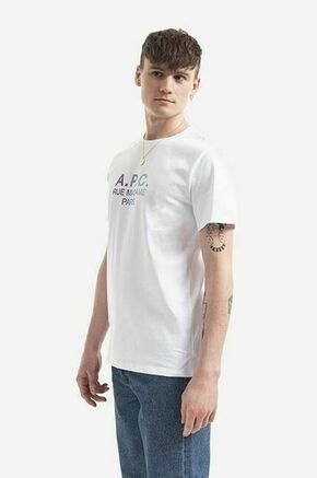 Bombažna kratka majica A.P.C. Tony bela barva - bela. Kratka majica iz kolekcije A.P.C. Model izdelan iz pletenine s potiskom.