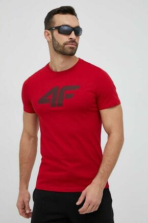 Bombažna kratka majica 4F rdeča barva - rdeča. Kratka majica iz kolekcije 4F. Model izdelan iz tanke