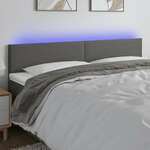 Greatstore LED posteljno vzglavje sivo 180x5x78/88 cm umetno usnje