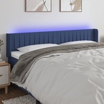 shumee LED posteljno vzglavje modro 203x16x78/88 cm blago