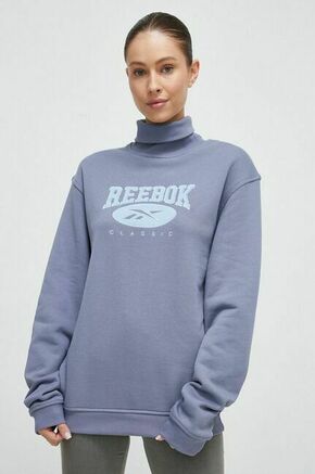 Bombažen pulover Reebok Classic - modra. Pulover iz kolekcije Reebok Classic