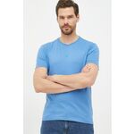 Bombažna kratka majica Polo Ralph Lauren - modra. Lahkotna kratka majica iz kolekcije Polo Ralph Lauren. Model izdelan iz tanke, elastične pletenine.