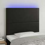 Vidaxl LED posteljno vzglavje črno 90x5x118/128 cm umetno usnje