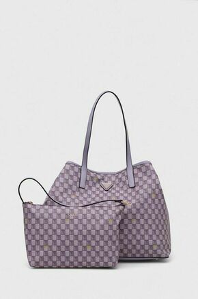 Torbica Guess vijolična barva - vijolična. Velika torbica iz kolekcije Guess. Model na zapenjanje