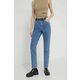 Kavbojke Karl Lagerfeld Jeans ženski - modra. Kavbojke iz kolekcije Karl Lagerfeld Jeans tapered kroja, z visokim pasom. Model izdelan iz enobarvnega denima.