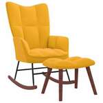 Greatstore Gugalni stol s stolčkom gorčično rumen žamet