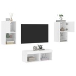 vidaXL Stenske TV omarice z LED lučkami 4 kosi bela