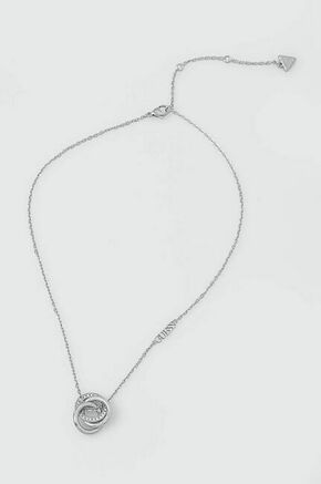 Ogrlica Guess - srebrna. Ogrlica iz kolekcije Guess. Model s premičnim obeskom izdelan iz nerjavnega jekla.