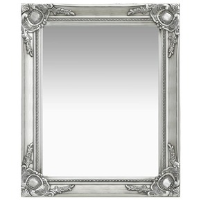 VidaXL Stensko ogledalo v baročnem stilu 50x60 cm srebrno