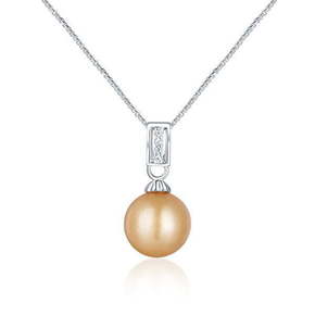 JwL Luxury Pearls Elegantna srebrna ogrlica z zlatim biserom južnega Pacifika JL0734 (verižica