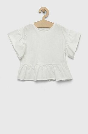 Otroška bombažna kratka majica zippy bela barva - bela. Otroške Ohlapna kratka majica iz kolekcije zippy. Model izdelan iz enobarvne pletenine.
