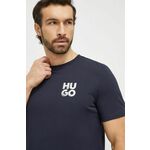 Bombažna kratka majica HUGO moški, mornarsko modra barva - mornarsko modra. Lahkotna kratka majica iz kolekcije HUGO, izdelana iz pletenine, prijetne na otip. Model iz izjemno udobne bombažne tkanine.