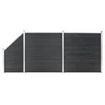 vidaXL WPC ograjni paneli 2 kvadratna + 1 poševen 446x186 cm sivi