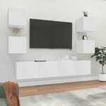 Greatstore Komplet TV omaric 6-delni bel inženirski les