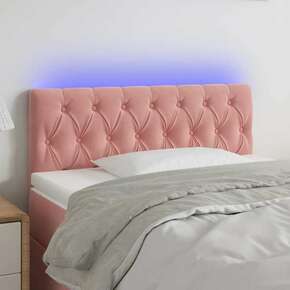 Vidaxl LED posteljno vzglavje roza 100x7x78/88 cm žamet