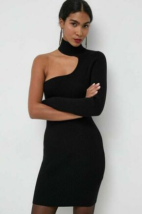 Obleka Bardot črna barva - črna. Obleka iz kolekcije Bardot. Model izdelan iz enobarvne pletenine. Model iz izjemno udobne tkanine z visoko vsebnostjo viskoze.