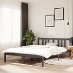 shumee Okvir za posteljo, siv, masivni les, 135x190 cm, dvojni