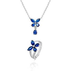 Beneto Set srebrnega nakita s cvetličnim dizajnom AGSET283 (ogrlica