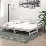 Greatstore Izvlečna dnevna postelja bela trdna borovina 2x(90x200) cm