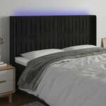 vidaXL LED posteljno vzglavje črno 183x16x118/128 cm žamet