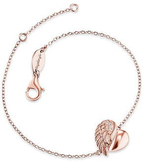 Engelsrufer Roza pozlačena srebrna zapestnica Srce z angelovimi krili in cirkoni ERB-LILHW-R srebro 925/1000