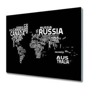 Tulup.hu Steklena podloga za rezanje Zemljevid sveta podnapisi 2x30x52cm