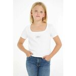 Otroška bombažna kratka majica Calvin Klein Jeans bela barva - bela. Otroške kratka majica iz kolekcije Calvin Klein Jeans. Model izdelan iz tanke, rahlo elastične pletenine.