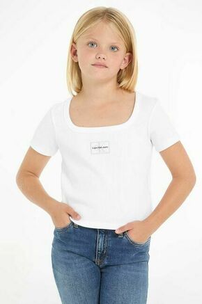 Otroška bombažna kratka majica Calvin Klein Jeans bela barva - bela. Otroške kratka majica iz kolekcije Calvin Klein Jeans. Model izdelan iz tanke