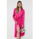 Obleka BOSS roza barva - roza. Obleka iz kolekcije BOSS. Model izdelan iz enobarvne tkanine. Model iz mehke in zračne tkanine je idealen za toplejše letne čase.