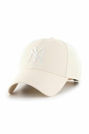 Kapa iz mešanice volne 47brand MLB New York Yankees bež barva - bež. Kapa s šiltom iz kolekcije 47brand. Model izdelan iz tkanine z nalepko.