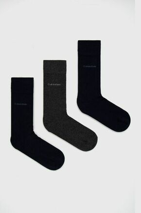 Calvin Klein nogavice (3-pack) - siva. Dolge nogavice iz zbirke Calvin Klein. Model iz elastičnega materiala. Vključeni trije pari