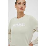 Bombažen pulover Hummel ženska, bež barva - bež. Pulover iz kolekcije Hummel, izdelan iz tanke, elastične pletenine. Material z optimalno elastičnostjo zagotavlja popolno svobodo gibanja.
