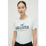 Bombažna kratka majica Hollister Co. ženski - modra. Lahkotna kratka majica iz kolekcije Hollister Co. Izdelana iz pletenine, prijetne na otip. Model iz izjemno udobne bombažne tkanine.