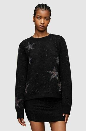 Pulover z volno AllSaints Star črna barva - črna. Pulover iz kolekcije AllSaints. Model z okroglim izrezom