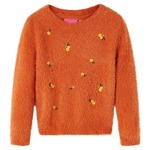 vidaXL Otroški pulover pleten žgano oranžen 128