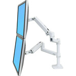 Ergotron LX Dual Stacking Arm, namizna roka za 2 lcd. največ 27", prilagodljiva, bela