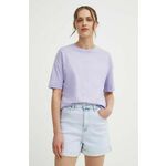 Bombažna kratka majica Answear Lab ženski, vijolična barva - vijolična. Kratka majica iz kolekcije Answear Lab, izdelana iz tanke, elastične pletenine. Model iz izjemno udobne bombažne tkanine.