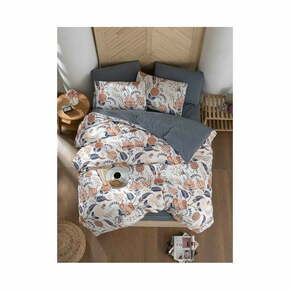 Siva/bež podaljšana posteljnina za zakonsko posteljo z rjuho 200x220 cm Floral – Mila Home