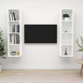 VidaXL Stenska TV omarica 2 kosa bele barve iverna plošča