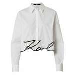 Bombažna srajca Karl Lagerfeld ženska, bela barva, - bela. Srajca iz kolekcije Karl Lagerfeld. Model izdelan iz tkanine z nalepko.