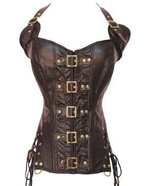 Coffee Buckle-up Steampunk Corset 9042
